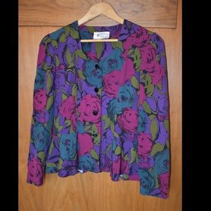 Vintage floral peplum summer blazer